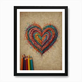 Heart With Colored Pencils 2 Art Print