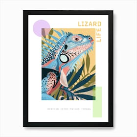 Pastel Blue Mexican Spiny Tailed Iguana Abstract Modern Illustration 5 Poster Art Print