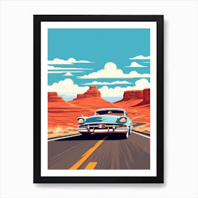 A Hammer Car In Route 66 Flat Illustration 4 Art Print