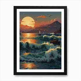 Sunset In The Sea Art Print