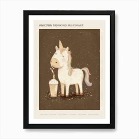 Unicorn Drinking A Rainbow Sprinkles Milkshake Uted Pastels 3 Poster Art Print