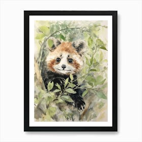 Storybook Animal Watercolour Red Panda 4 Art Print