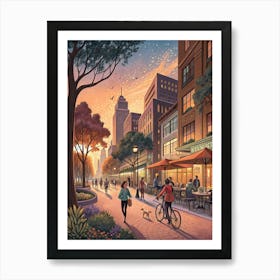 Cityscape At Sunset Poster