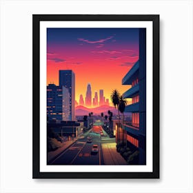 City Of Los Angeles | Retrofuturism Sunset Art Print