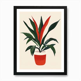 Bromeliad Plant Minimalist Illustration 8 Art Print