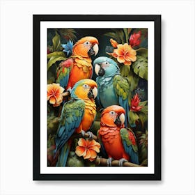 Parrots art print Art Print