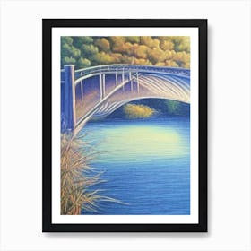 Bridges Over Water Waterscape Crayon 1 Art Print