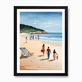 People On The Beach Painting (61) Art Print