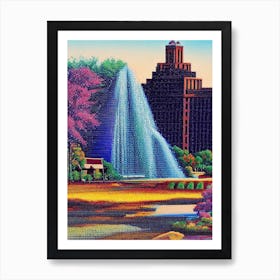 Wichita Falls, City Us  Pointillism Art Print