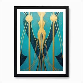 Deco Golden Turquoise Art Print