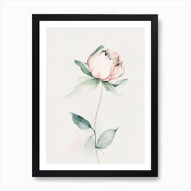 Peony Leaf Minimalist Watercolour 1 Art Print