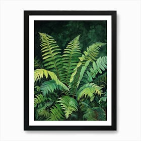 Harts Tongue Fern Painting 4 Art Print