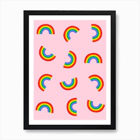 Rainbow Pattern on Pink Art Print