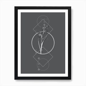 Vintage Painted Lady Botanical with Line Motif and Dot Pattern in Ghost Gray n.0390 Art Print