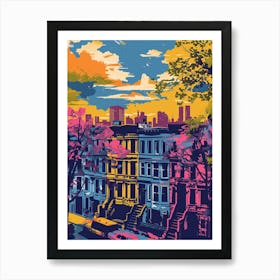 Harlem New York Colourful Silkscreen Illustration 2 Póster