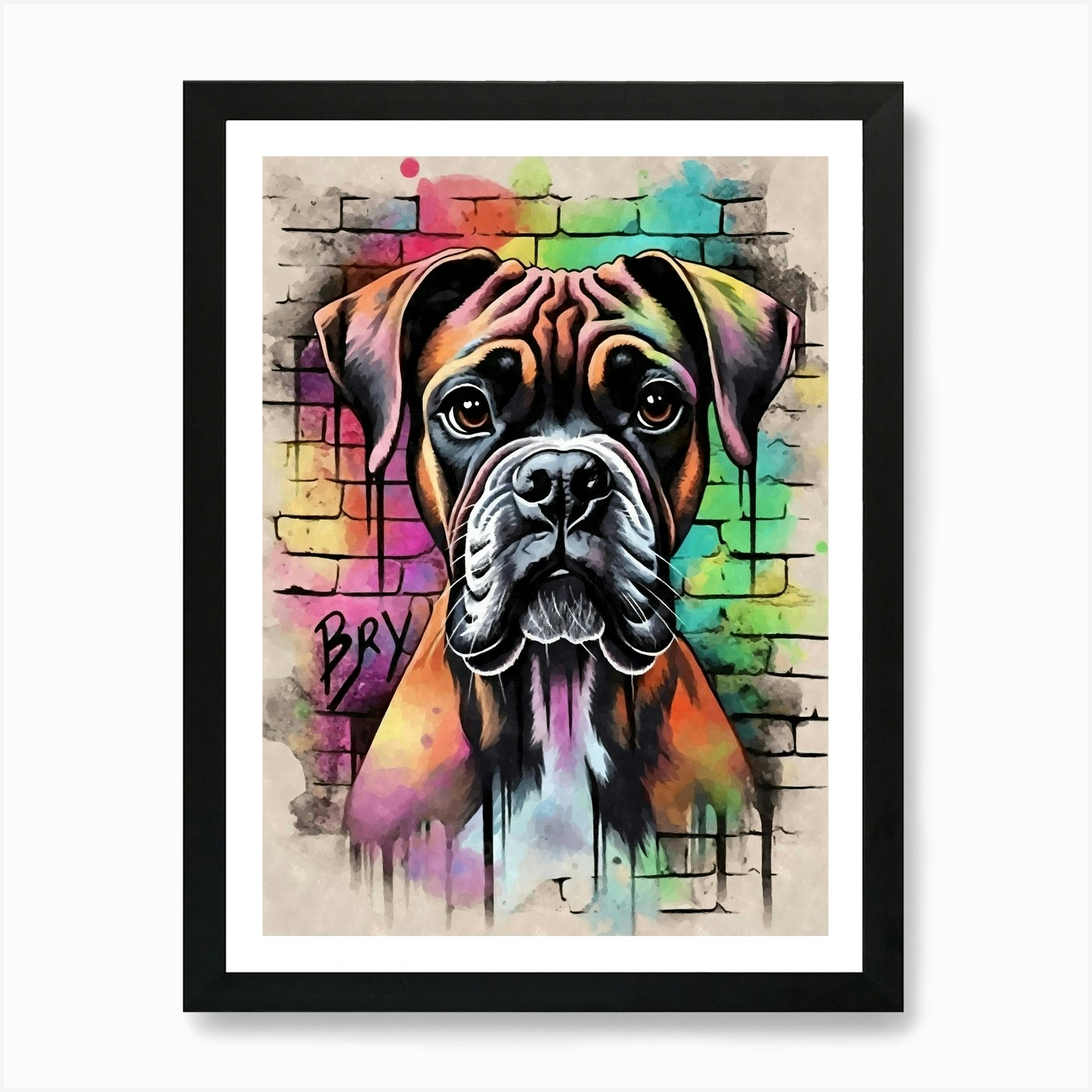 Fawn colored boxer puppy with black face and white markings standing in  alley Wall Art, Canvas Prints, Framed Prints, Wall Peels