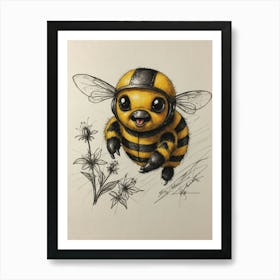 Bee Drawing Art Print