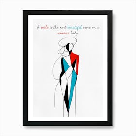 Woman Watercolor Painting with Lettering Art Print