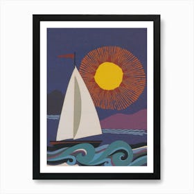 Sailboat Under the Sun Vintage Poster Art Print