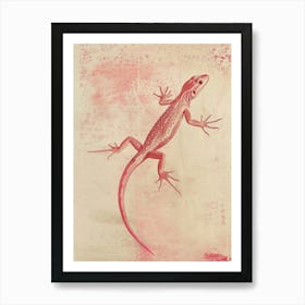 Magenta Golden Gecko Block Print 1 Art Print