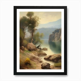 Forest Lake,Vintage Oil Painting,Farm Wall Decorations,Vintage Landscape,Vintage Landscape Oil Painting.13 1 Art Print