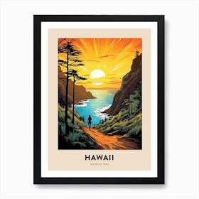 Kalalau Trail Hawaii 1 Vintage Hiking Travel Poster Art Print