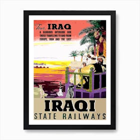 Iraq State Railways, Vintage Travel Poster Art Print