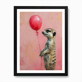 Cute Meerkat 2 With Balloon Art Print