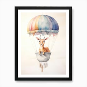 Baby Antelope In A Hot Air Balloon Art Print
