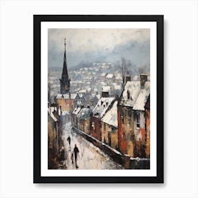 Vintage Winter Painting Edinburgh Scotland 4 Art Print