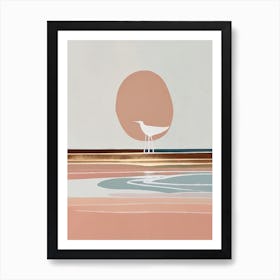 Seagull In the Sunset - Abstract Minimal Boho Beach Art Print