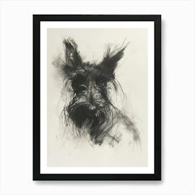 Skye Terrier Dog Charcoal Line 4 Art Print