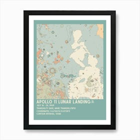 Apollo 11 Lunar Landing Site Vintage Moon Map Art Print