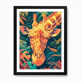 Giraffe In The Jungle 20 Art Print