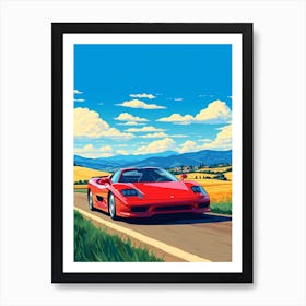 A Ferrari F50 In The Tuscany Italy Illustration 4 Art Print