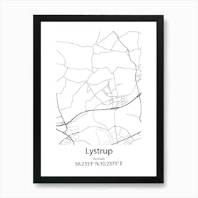 Lystrup,Denmark Minimalist Map Art Print