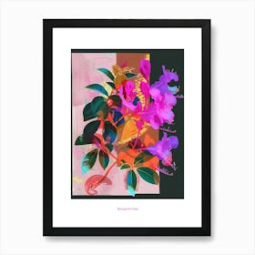 Bougainvillea 4 Neon Flower Collage Poster Art Print