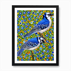 Blue Jay Yayoi Kusama Style Illustration Bird Art Print