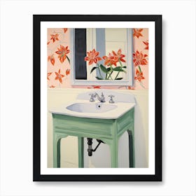 Bathroom Vanity Painting With A Amaryllis 3 Art Print