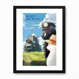 Roar's Meowing Castle - Howl S Moving Castle Inspired Cat Illustrations Art Print