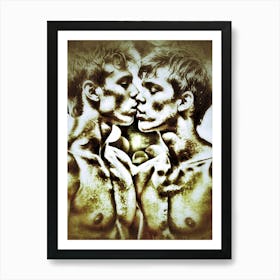 Euphoria in the Sun: A Prideful Gay Kiss Art Print