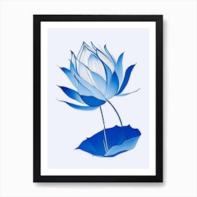 Blue Lotus Abstract Line Drawing 2 Art Print