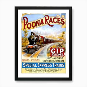 Steam Train Locomotive, Vintage Railway Poster Art Print