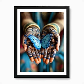 Blue Henna Art Print