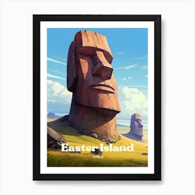 Easter Island Chile Moai Statue Modern Travel Art Art Print