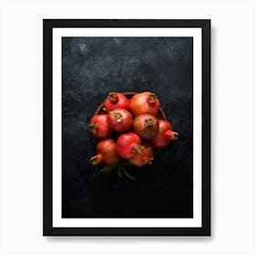 Red pomegranates — Food kitchen poster/blackboard, photo art Art Print