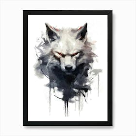 Aesthetic Abstract Watercolor Wolf Art Print