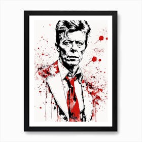 David Bowie Portrait Ink Painting (29) Art Print