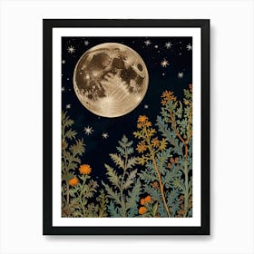 Landscape Moon In Forest Style William Morris 1 Art Print