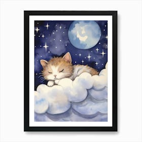 Baby Kitten 6 Sleeping In The Clouds Art Print